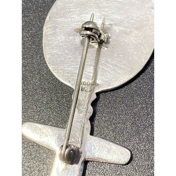 WOODS 925 Abstract Fertility Doll Brooch Pin Etched Vintage Signed - Picture 3 of 5